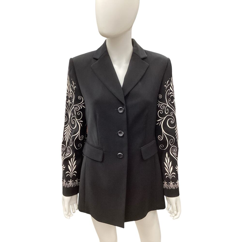 Never Used/No Tags TA Travis Ayers Blazer Women’s SZ S Embroidered Sleeves Black
